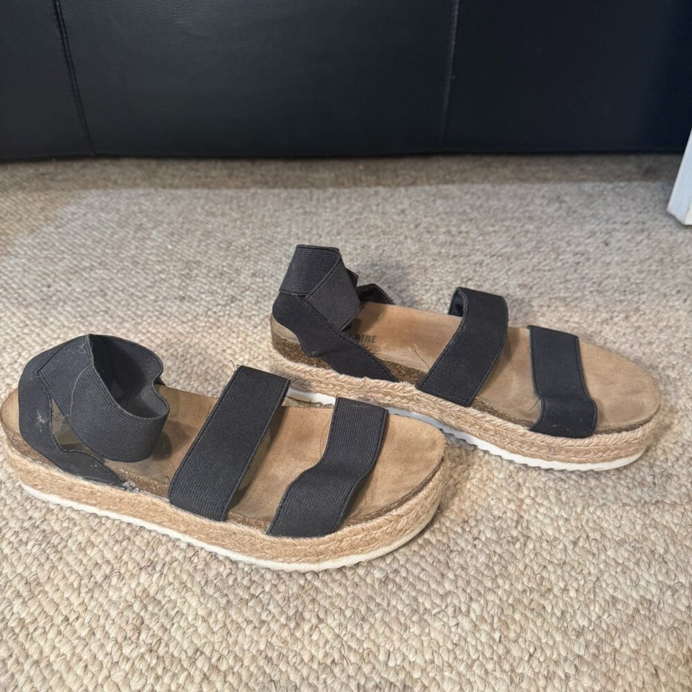 Cushionaire Women's Shoes Sandals Black Platform Espadrille Size 10